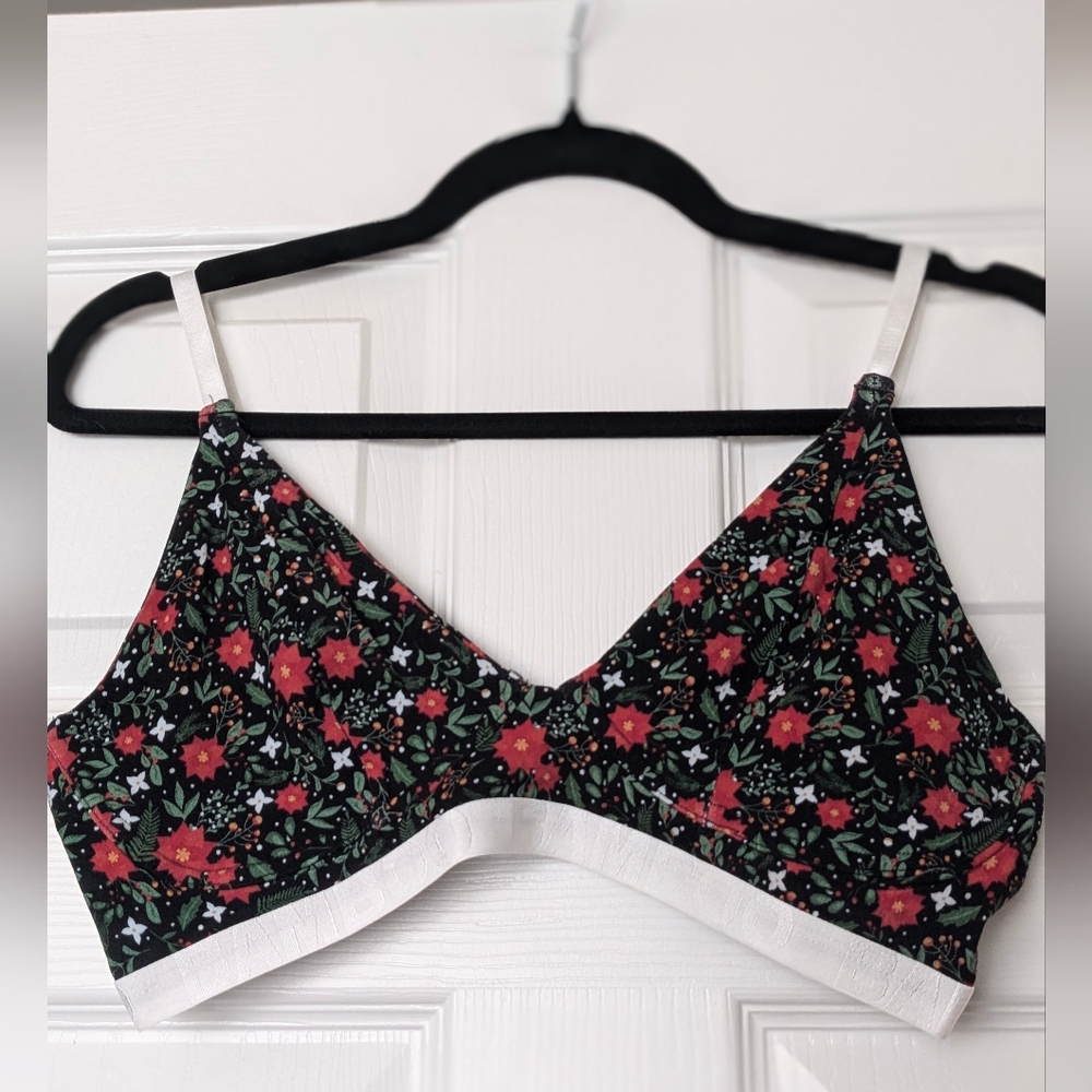 NWT Bamboo Underwear Bralette Cottagecore Floral Sz L Trangle No Wire Whimsical